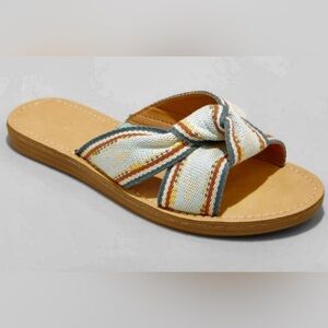 Universal Thread Melody Knotted Sandals - Cream, Blue, Tan Stripes